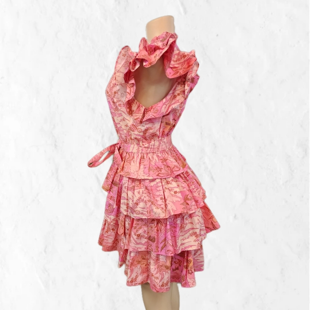 Size 4 Ulla Johnson Pink Ruffled Dress - Picture 2 of 6